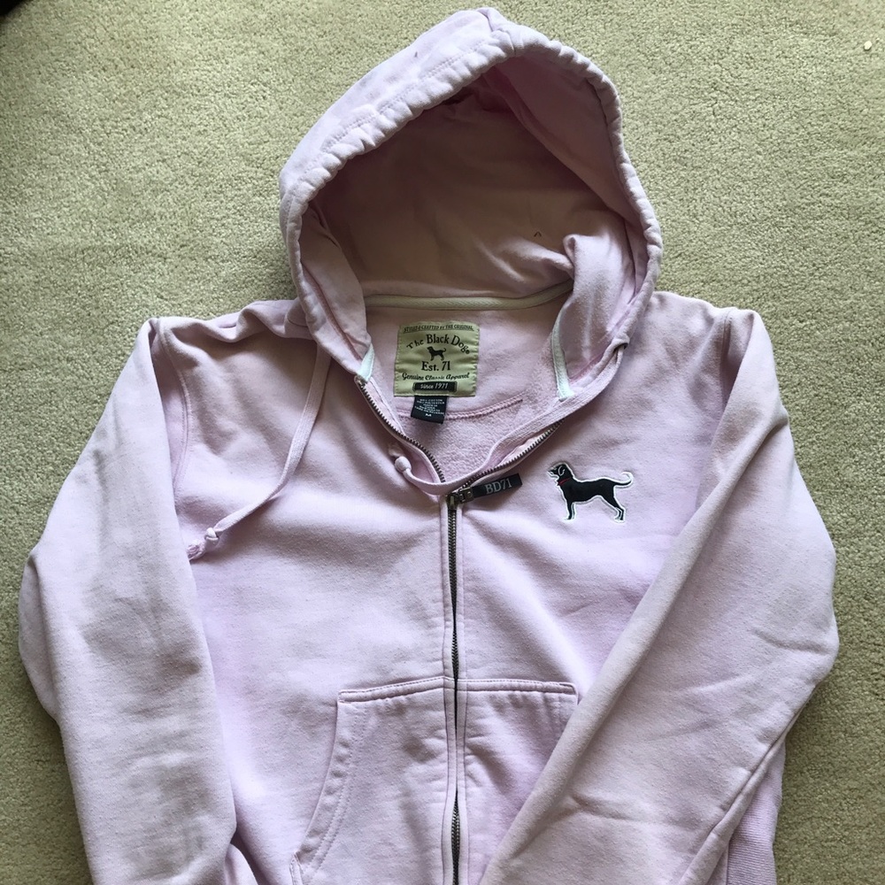 The Black Dog Pink Hooded Sweatshirt Full Metal Zip Size M